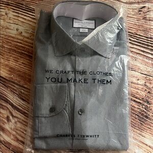 Charles Tyrwhitt Classic Gray Long Sleeve Dress Shirt 16/35 in